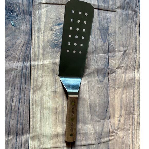 Dexter-Russell Stainless Steel Perforated Burger Turner  8" x 3" Natural Handle - Picture 2 of 4